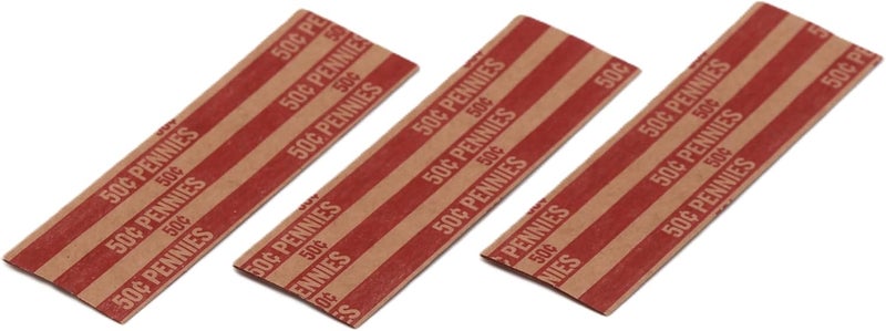 Huron Flat Coin Wrapper, Penny $.50 Cent Red Rolls (250 pcs) - Image 3